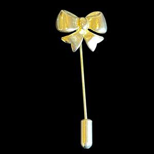 Bow Stick Pin Signed Mimi D N ~AKA~ Mimi di Niscemi Vintage Gold Tone Dainty